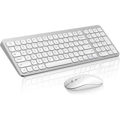 cimetech EasyTyping KF10 Wireless Keyboard and Mouse Combo, [Silent Scissor Switch Keys][Labor-Saving Keys]Ultra Slim Wireless Computer Keyboard and Mouse, Easy Setup for PC/Laptop/Mac/Windows - Grey