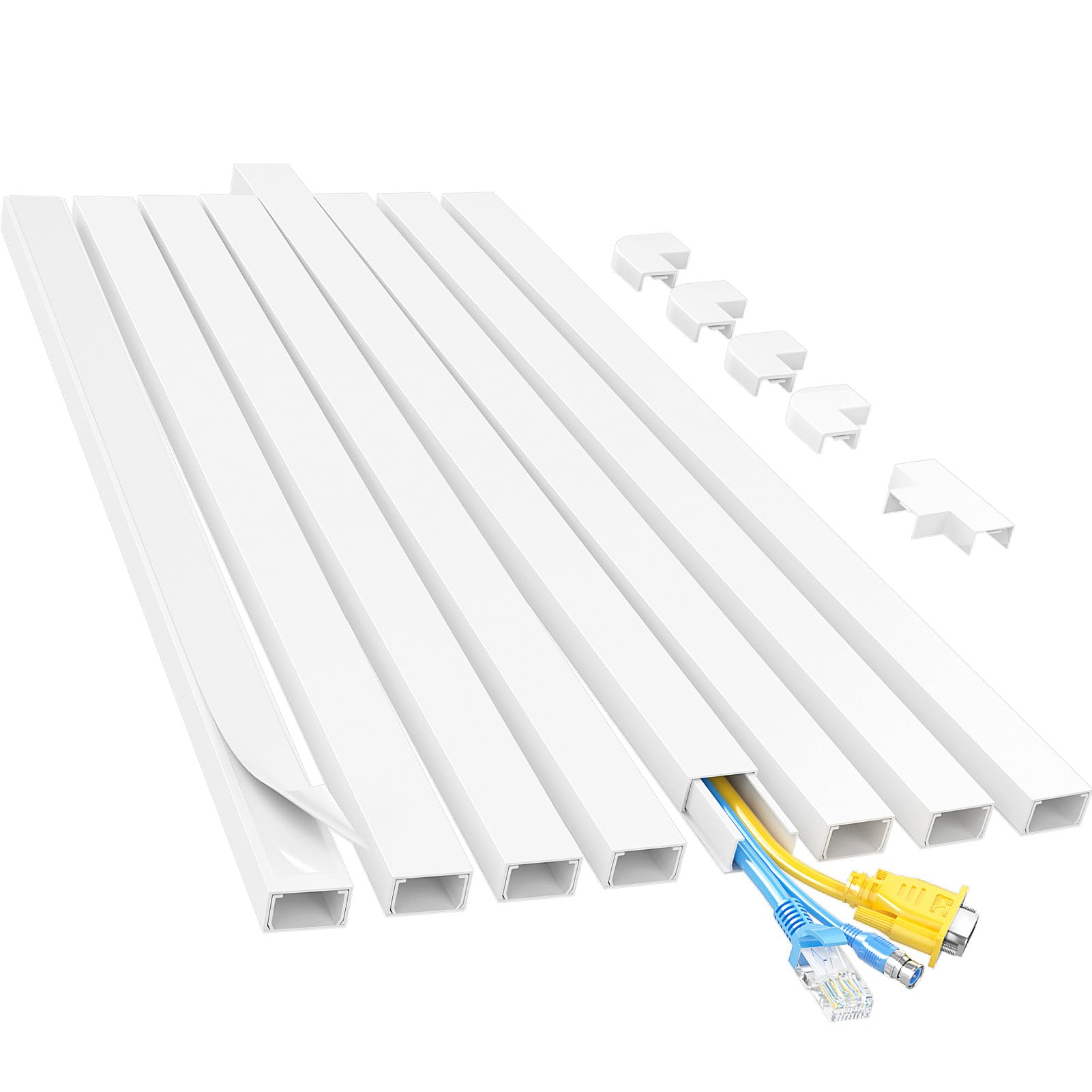 Buy now Yecaye Cord Hider, 113in One-Cord Cable Concealer, Cord Covers for Wires on Wall, Easy Install Cable Management Kit for 2 Small Wires, Cables Raceway Home Office, W0.59in H0.4in, White at indiglob india