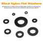 500Pcs Nylon Flat Washer Assortment Set, Washers Metric Sealing Spacer Gasket Ring Washers Set, 8 Sizes - M2, M2.5, M3, M4, M5, M6, M8, M10 (Black)