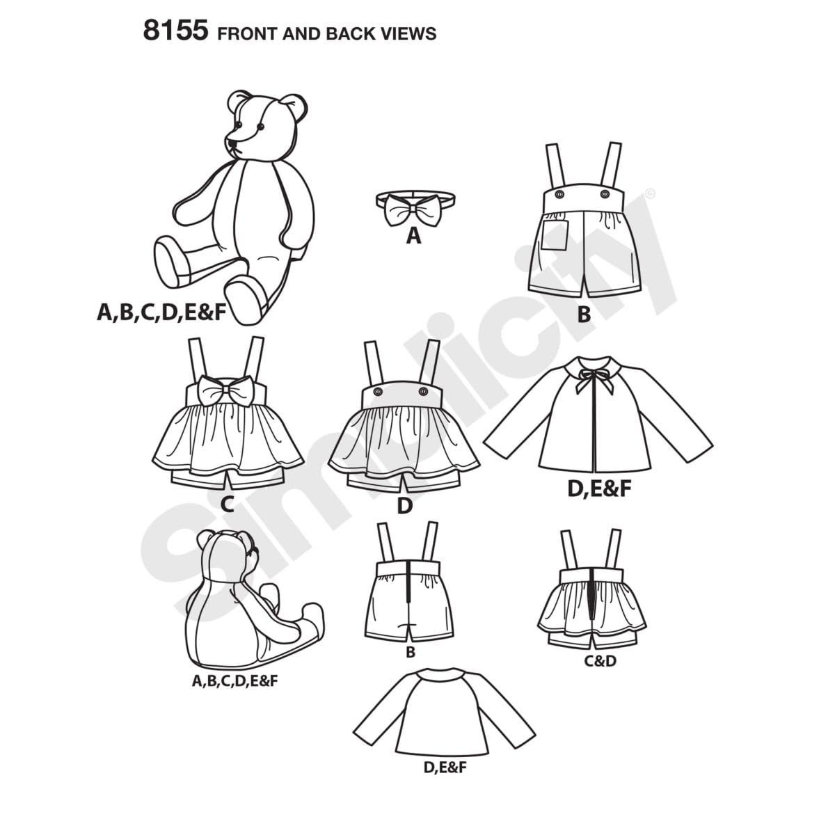 Buy now Simplicity 8155 Make Your Own Teddy Bear with Accessories and Clothes Sewing Pattern, 6 Pieces at indiglob india