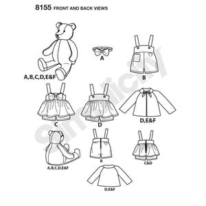 Buy now Simplicity 8155 Make Your Own Teddy Bear with Accessories and Clothes Sewing Pattern, 6 Pieces at indiglob india