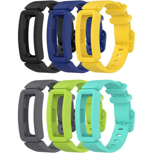 6-Pack Bands Compatible with Fitbit Ace 2 Replacement Strap for Kids (Black, Night Sky, Neon Yellow, Gray, Green, Teal)