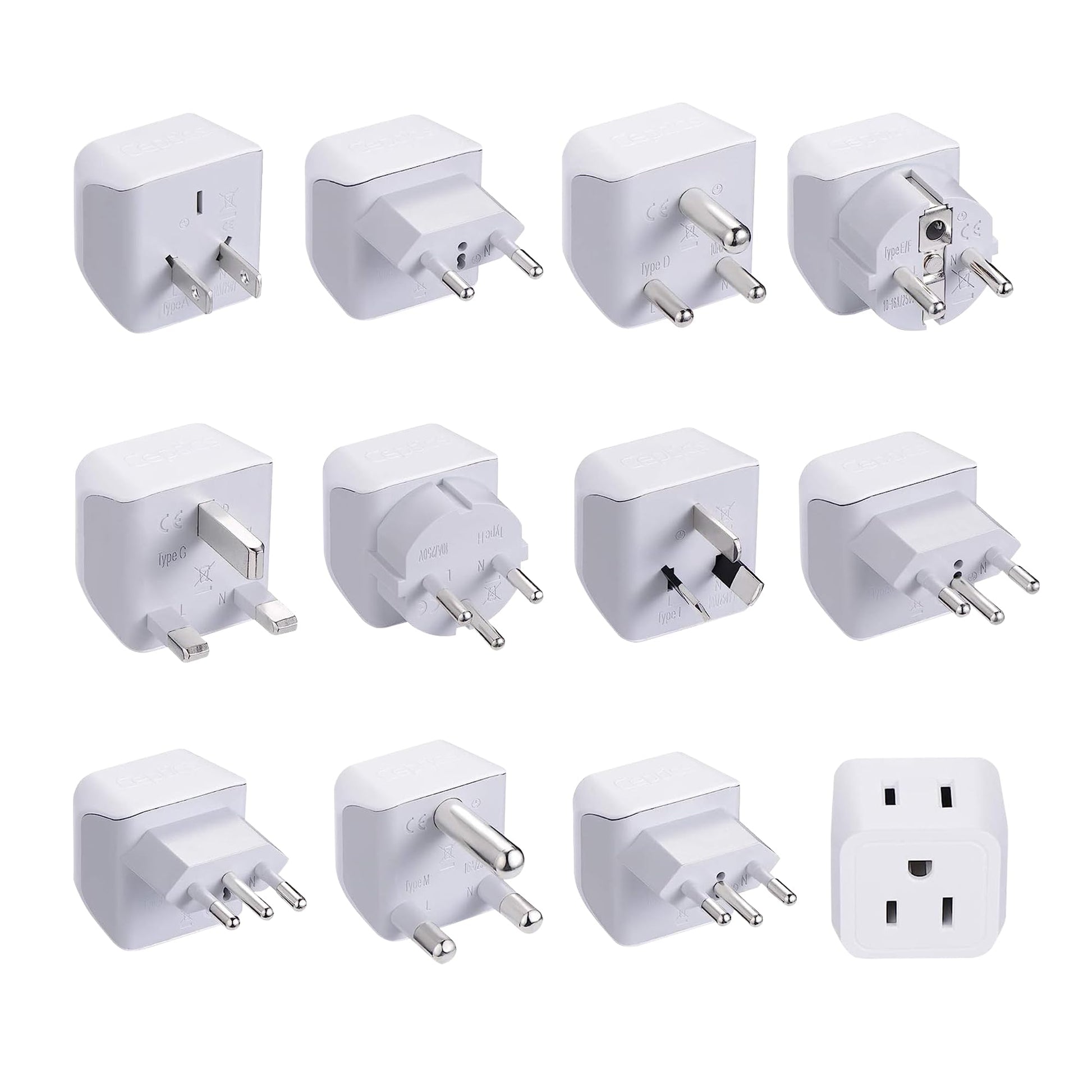 Buy now Ceptics Schuko Germany, France Plug Adapter, Dual Input - Ultra Compact Light Weight - Usa to Russia, South Korea Travel Adaptor Plug - Type E/F (3 Pack) World Travel Adapter Set 11 Pack at indiglob india
