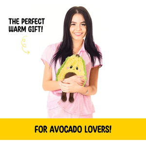 Happy Fuel Avocado Microwavable Unscented 1.5lbs Heating Pad For Women And Kids- Cute Soft Cozy Pillow Plush Heatable Warm Stuffed Animals- Kawaii Hot & Cold Plushie Food Toy - Avocado Gifts For Girls
