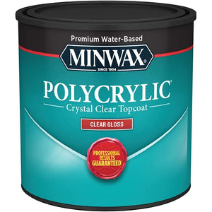 1/2 pt Minwax 25555 Clear Polycrylic Water-Based Protective Finish Gloss