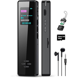 64GB Digital Audio Voice Recorder for Lectures Meetings, Voice Activated Tape Recorder with Playback Dictaphone Sound Recorder Recording Device, Noise Reduction, MP3 Player - My Store