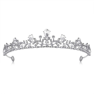 Lovelyshop Royal Crystal Princess Alloy Tiara Headpiece for Girls in Wedding Party-Silver