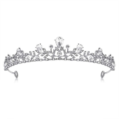 Lovelyshop Royal Crystal Princess Alloy Tiara Headpiece for Girls in Wedding Party-Silver