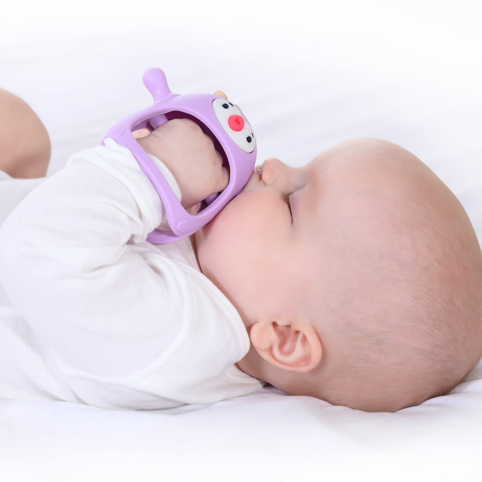 Buy now Smily Mia Baby Teething Toys for 0-6Months, Teethers for Babies 3-6Months | Penguin Teether | Hand Teether |Teething Mittens for Teething Relief, Baby Pacifier |New Born Essentials, Light Blue at indiglob india