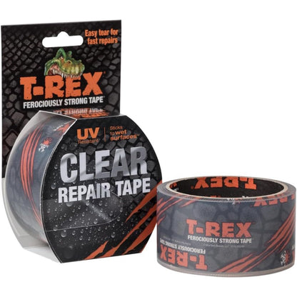 T-REX Ferociously Strong Repair Tape, Sticks to Wet Surfaces, All Weather and UV Resistant, 1.88" x 9 Yards, Clear, 1-Roll (241535)