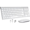 seenda Rechargeable Wireless Keyboard Mouse, Ultra Thin Low Profile Wireless Keyboard and Mouse with Number Pad, Quiet Portable Combo Compatible for Windows XP/7/8/10/11/11 Pro, Silver White - Silver White