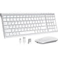 seenda Rechargeable Wireless Keyboard Mouse, Ultra Thin Low Profile Wireless Keyboard and Mouse with Number Pad, Quiet Portable Combo Compatible for Windows XP/7/8/10/11/11 Pro, Silver White