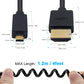 Duttek Micro HDMI to HDMI Coiled Cable 1FT-4FT, HDMI to Micro HDMI Adapter Cable Extreme Slim/Thin 4K, 3D for Camera, Raspberry Pi 5 4, GoPro Hero 7/6