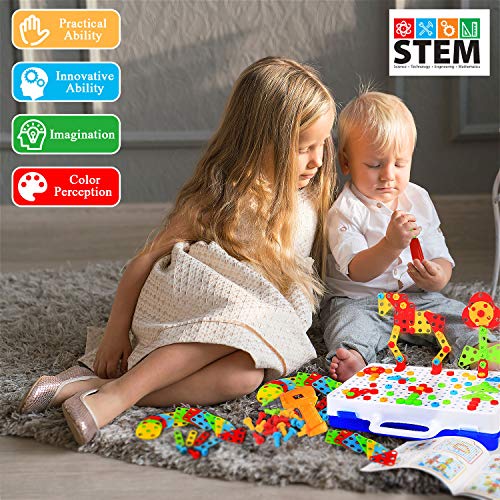 Buy now HAPTIME Design and Drill Toy, Building Toys for Kids Ages 3-8,STEM Toys for 3 4 5 6 Year Old,193 Pcs Electric Drill Toy,Magic Montessori Play Toolbox for Toddler Boys Girls Preschool at indiglob india