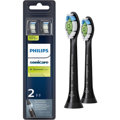 Philips Sonicare Genuine W DiamondClean Replacement Toothbrush Heads, 2 Brush Heads, White, HX6062/65