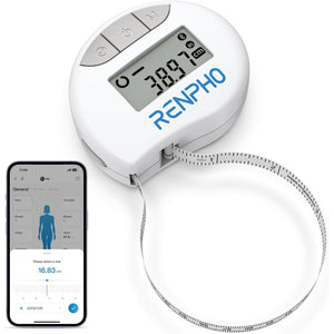 RENPHO Body Measuring Tape, Smart Tape Measure for Weight Loss, Bluetooth Fitness Equipment with App, Measuring Waist, Hip, Bust, Arms, Muscle Gain, Retractable, 60in /150cm, White