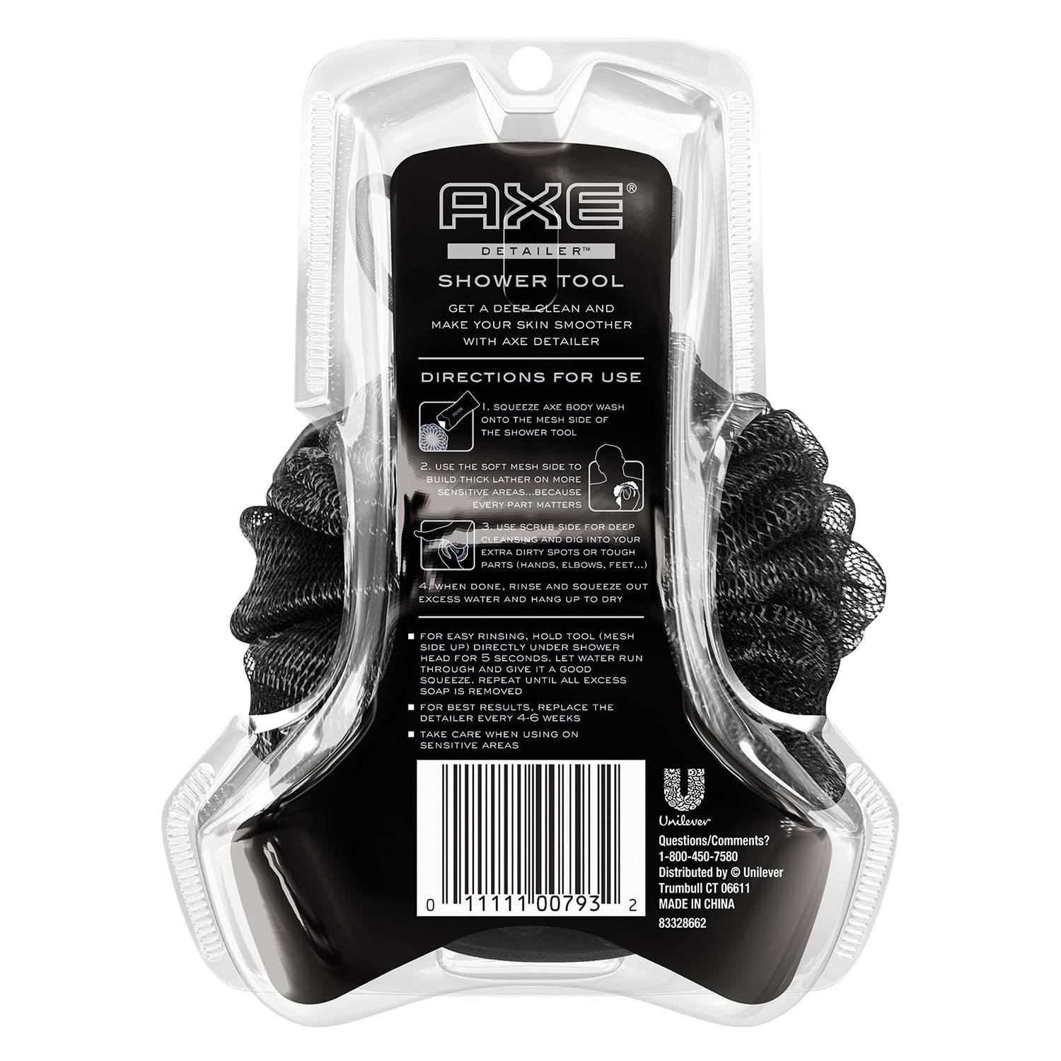 AXE Mens Shower Scrubber Tool, 2-Sided Detailer, Gray Color, Mesh Side for Lathering, Exfoliator for Smoothing Dry, Rough Skin - My Store