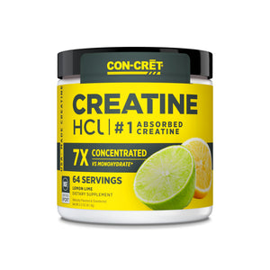Buy now CON-CRET Creatine HCl Powder | Muscle, Cognitive, Cellular Energy Support | No Bloating or Cramps | USA Made & NSF Certified | Lemon Lime (64 Serving) at indiglob india