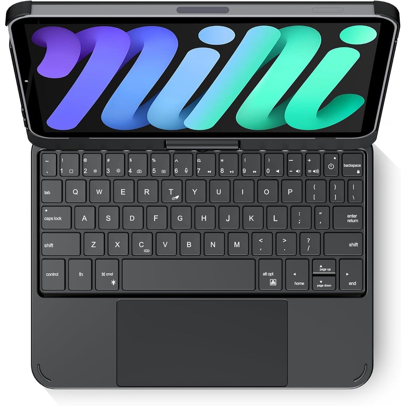 edaiser Swivel Keyboard Case for Apple iPad mini 7th/6th Gen 8.3-inch, Compact Bluetooth Keyboard with RGB Backlit Trackpad - Kids Student Designed, 360° Rotatable Protective Cover, Black