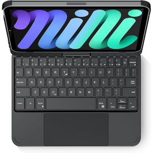 edaiser Swivel Keyboard Case for Apple iPad mini 7th/6th Gen 8.3-inch, Compact Bluetooth Keyboard with RGB Backlit Trackpad - Kids Student Designed, 360° Rotatable Protective Cover, Black