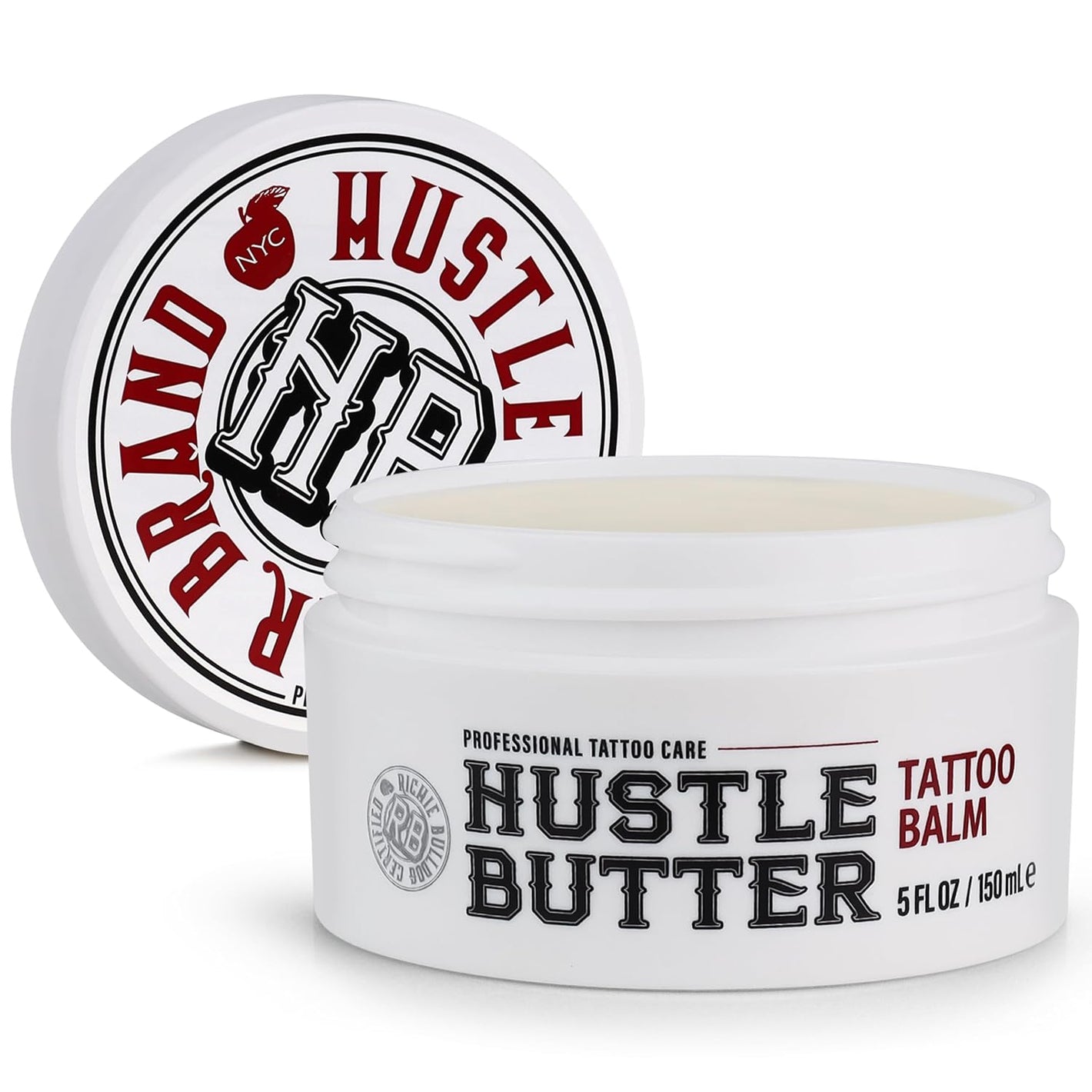 Hustle Butter Tattoo Aftercare 5oz Tattoo Balm, Heals + Protects New Tattoos and Rejuvenates Older Tattoos - 100% Vegan Cream No-Petroleum