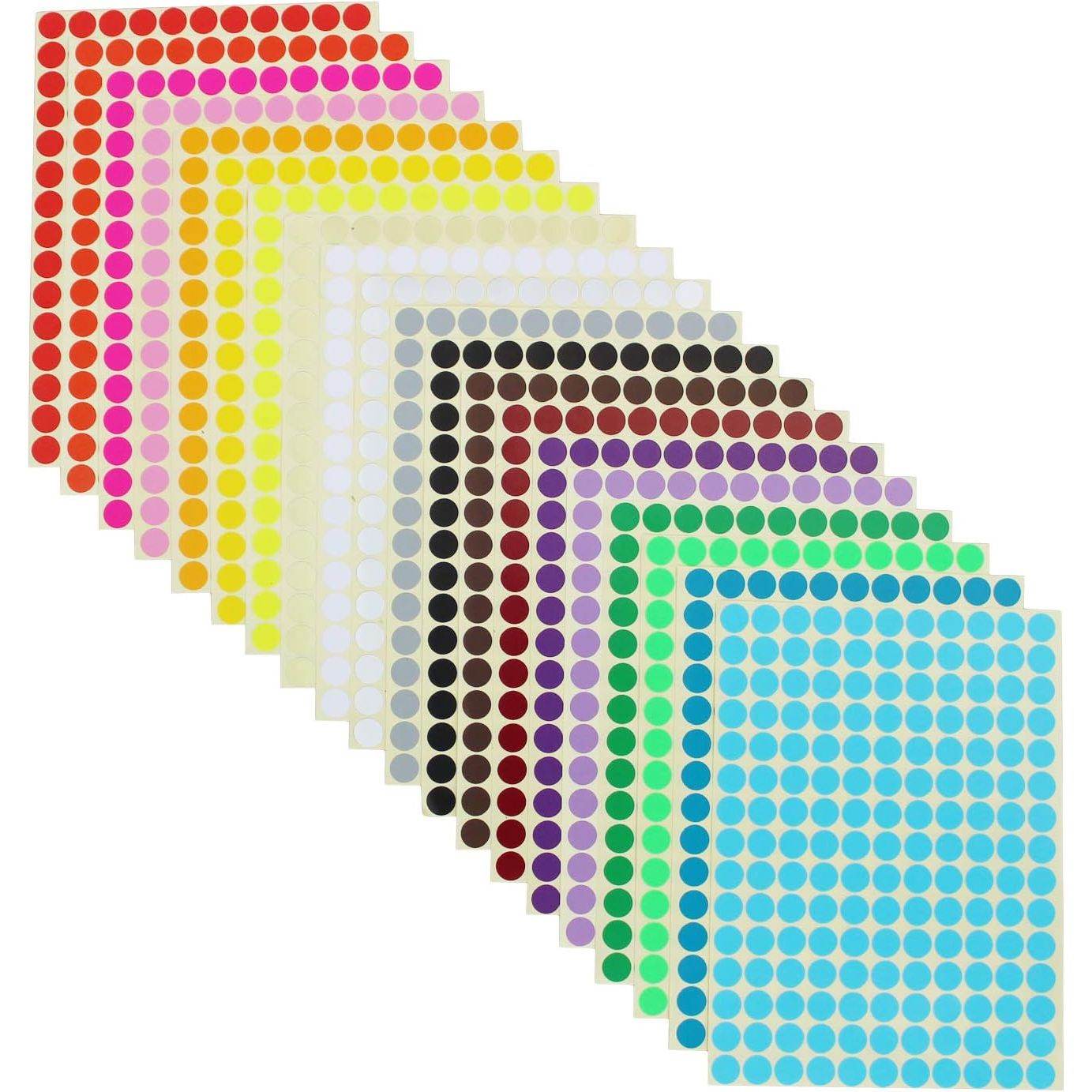 16500 Count 3/8 inch Diameter Round Dot Stickers Color Coding Labels, 20 Colors, 100 Sheets - My Store