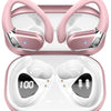 Ltinist Wireless Earbud, Bluetooth 5.3 Headphones Pure Bass Sound with Earhooks, 75H Battery Over Ear Headphones with Dual-LED Display, IP7 Waterproof Earphones Built-in Microphone for Running Sports - Pink