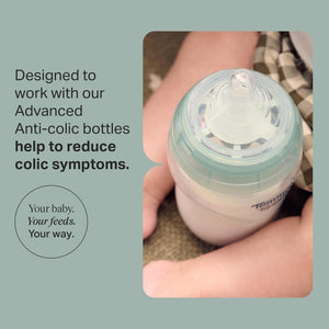 Tommee Tippee Advanced Anti-Colic Baby Bottle Nipples, Breast-Like for A Natural Latch, Soft Silicone, Medium Flow, 3+ Months, Pack of 2