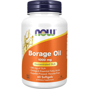 NOW Foods Supplements, Borage Oil 1000 mg with 240mg of GLA (Gamma Linolenic Acid), 60 Softgels