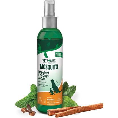 Vet's Best Natural Mosquito Repellent Spray for Dogs and Cats – Plant-Based Protection with Certified Essential Oils – DEET-Free Outdoor Pest Repellent for Pets – Natural and Safe – 8 oz Bottle