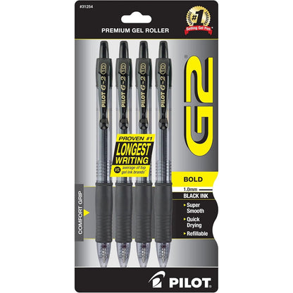 Pilot, G2 Premium Gel Roller Pens, Bold Point 1 mm, Pack of 4, Blue