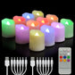 Buy now Rechargeable Flameless Tea Lights Candles with Timer & Remote, 12pcs Flickering LED Votive Candles with 2 USB Charging Cables, Warm White Light Electric Fake Candle for Home, Halloween Xmas Decor 12PCS Colorful at indiglob india