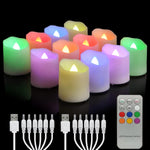 Buy now Rechargeable Flameless Tea Lights Candles with Timer & Remote, 12pcs Flickering LED Votive Candles with 2 USB Charging Cables, Warm White Light Electric Fake Candle for Home, Halloween Xmas Decor 12PCS Colorful at indiglob india
