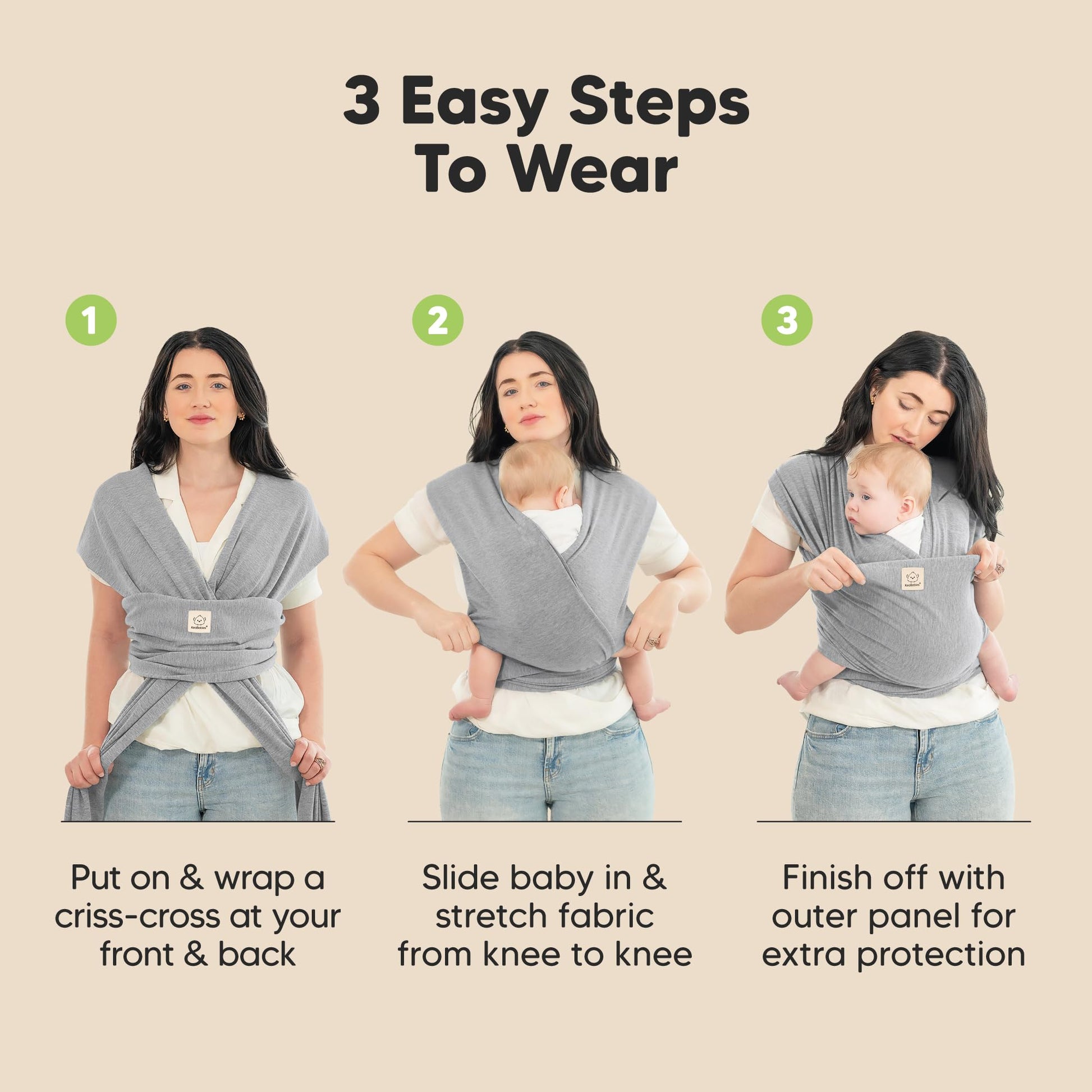 Buy now KeaBabies Baby Wrap Carrier - All in 1 Original Baby Carrier Newborn to Toddler Sling, Easy to Wear, Hands Free Bonding, Lightweight, Breathable Infant Wraps (Classic Gray) at indiglob india
