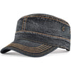 VOBOOM Washed Cotton Military Cadet Army Caps Unique Design Vintage Flat Top Hat - Denim Black