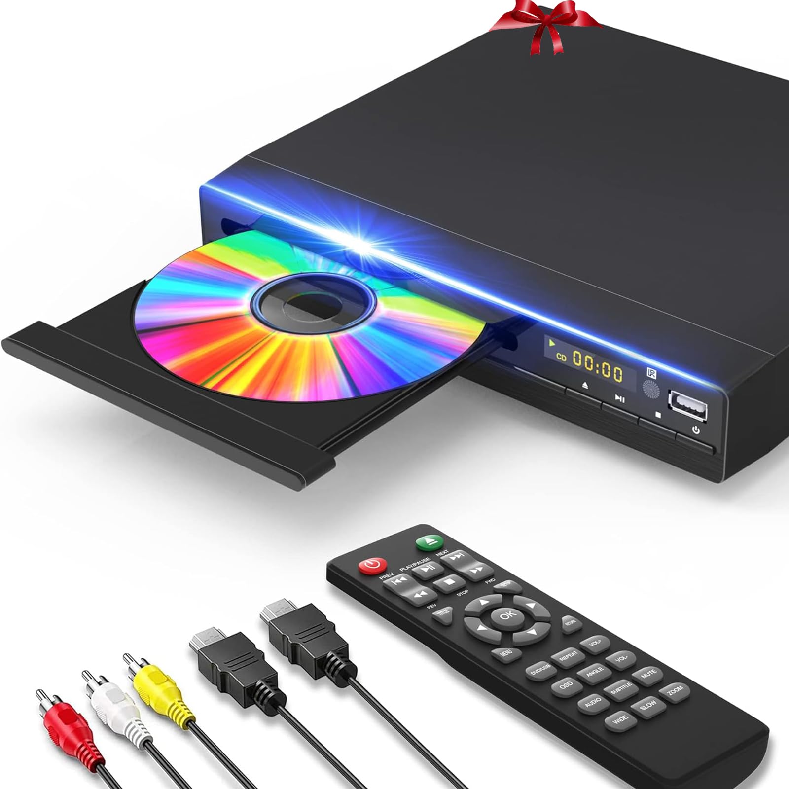 Buy now DVD Player, HDMI Region Free DVD Players for Smart TV, 1080P Upscaling, USB Input, HDMI/RCA Output Cable Included, Breakpoint Memory, Built-in PAL/NTSC, CD Players for Home at indiglob india