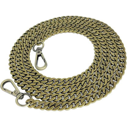 Model Worker DIY Iron Flat Chain Strap Handbag Chains Purse Chain Straps Shoulder Cross Body Replacement Straps with Metal Buckles (55", Gold)
