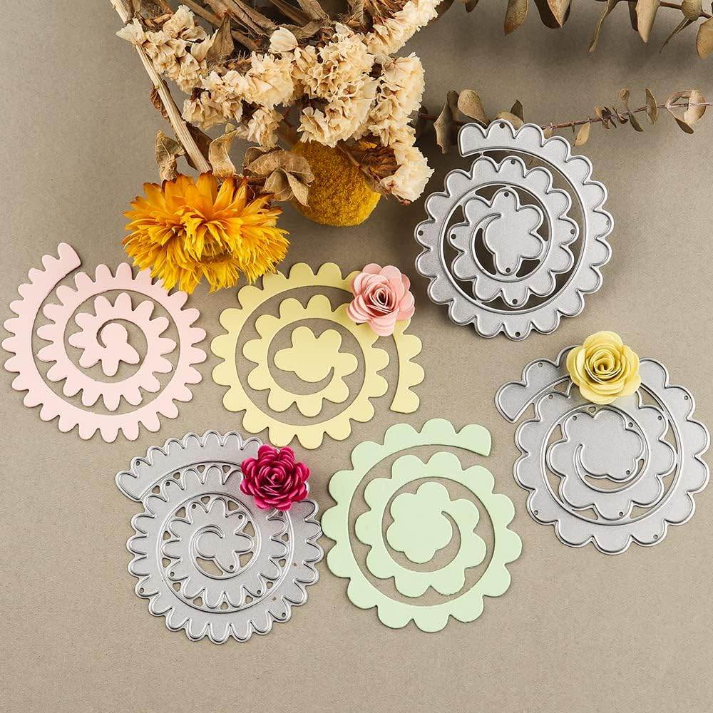 8Pcs 3D Flowers Spiral Metal Cutting Dies for Card Making DIY Scrapbooking Embossing Stencil Die Cuts Punch Template Mould Arts Crafts Metal Cutting Dies for Paper Crafting Handmade Crafts - My Store