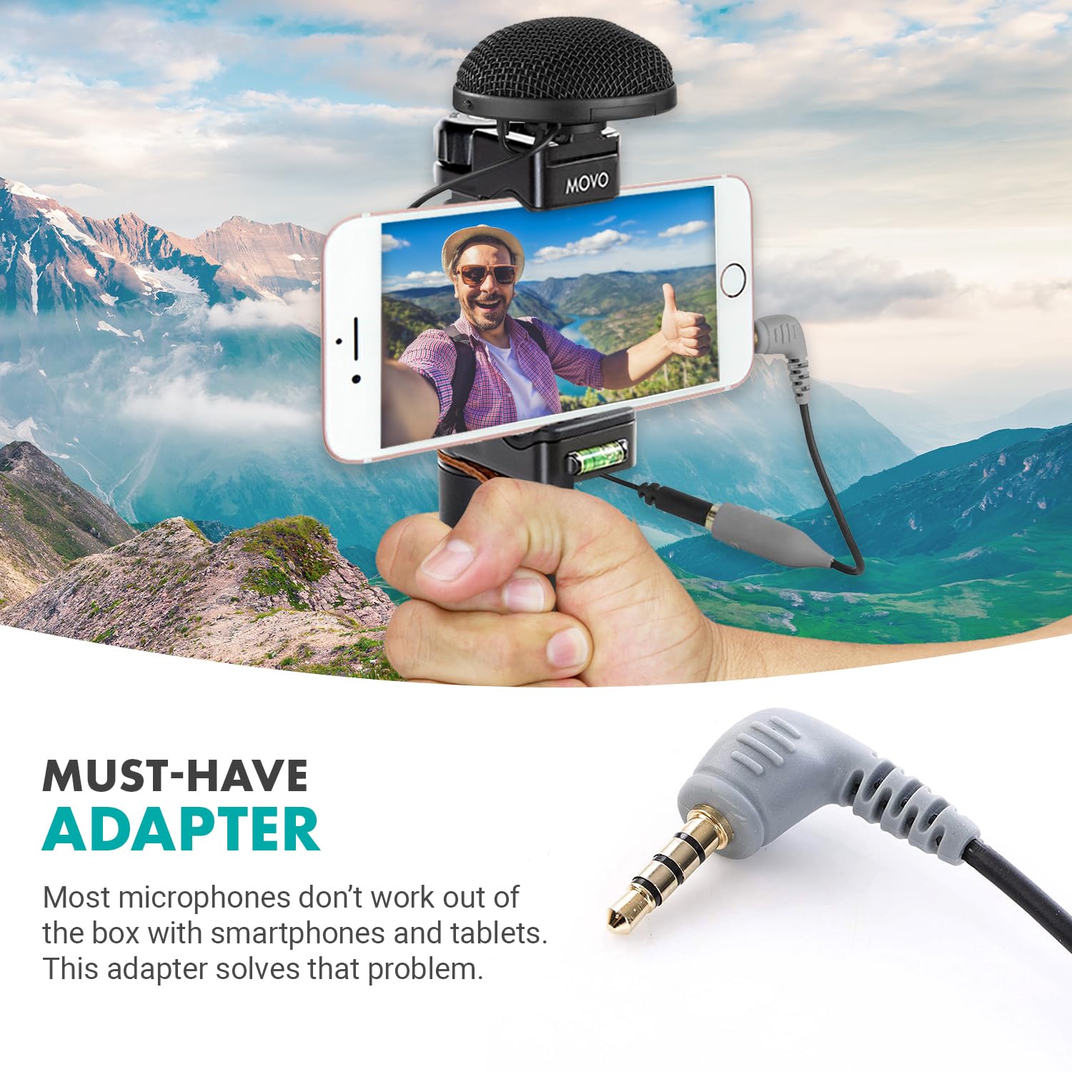 Buy now Movo MC3 3.5mm TRS to TRRS Adapter - Microphone Adapter for iPhone and Android Smartphones and Tablets at indiglob india