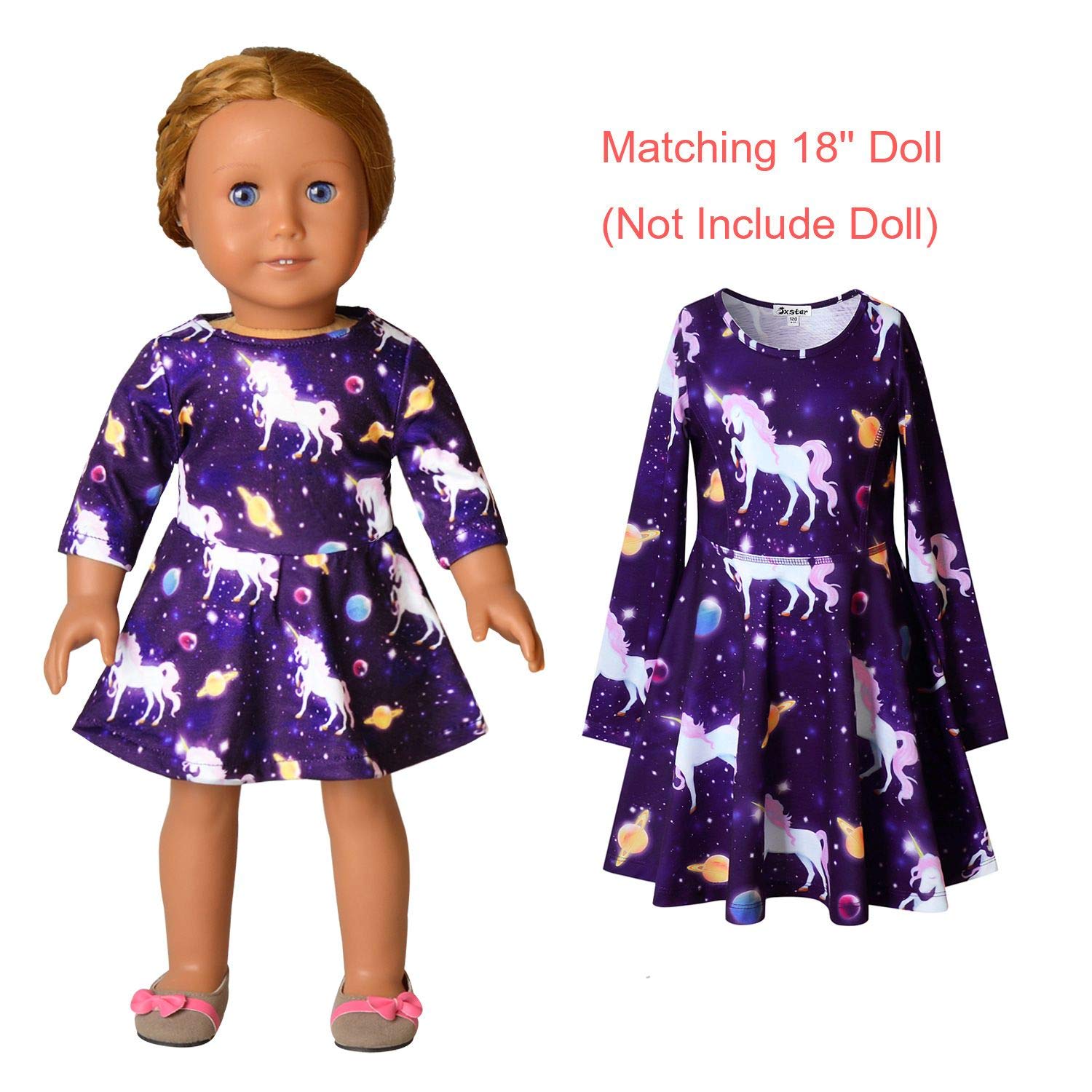 Buy now Unicorn Dresses for Girls & Doll 18 inch Long Sleeve Fall Winter Dresses 6 7 at indiglob india