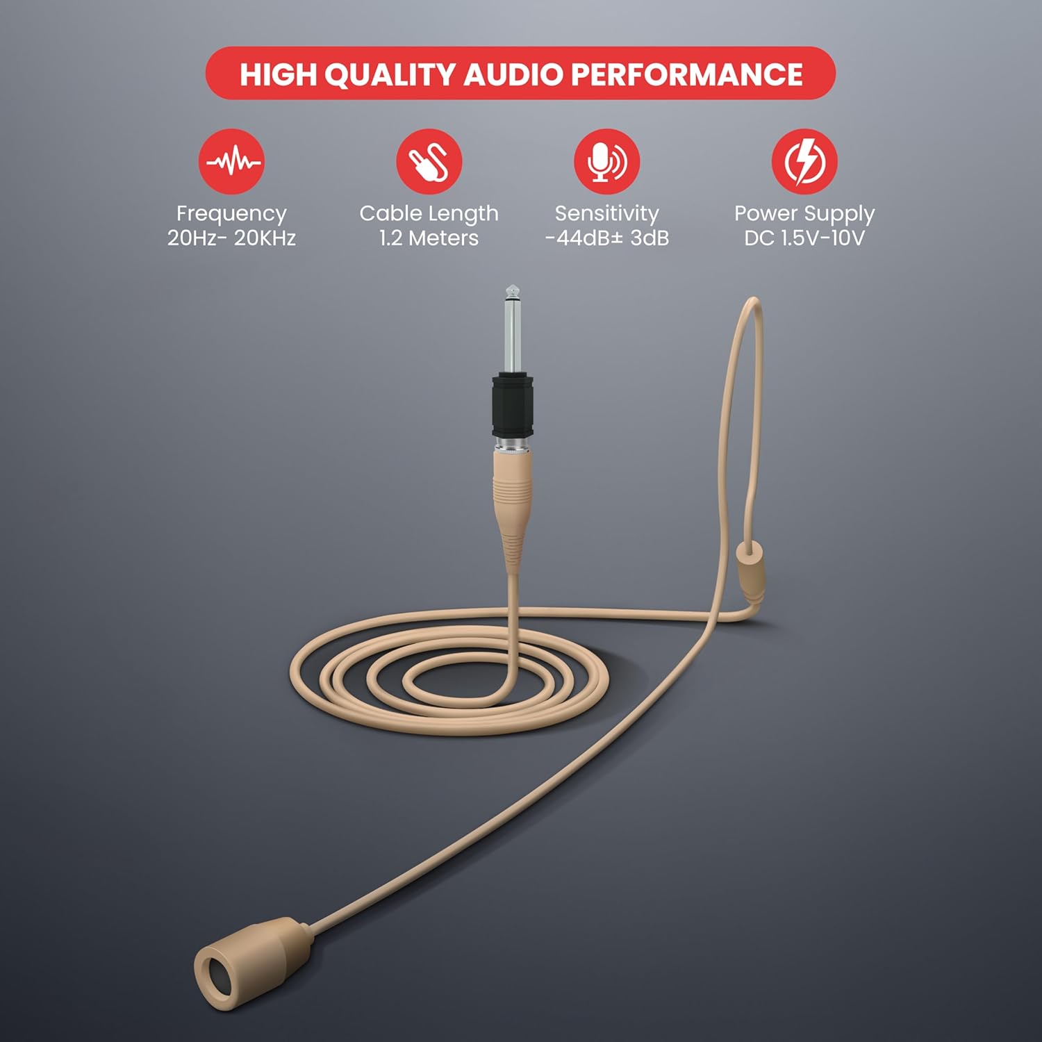 Buy now PYLE-PRO Over Ear Boom Microphone Headset - Professional Hands Free Omnidirectional Wired Audio Condenser Microphone Headset w/ 3.5mm / 1/4" Adapter, 1.2m Cable, and Windscreen - PMEM1 (Beige) at indiglob india