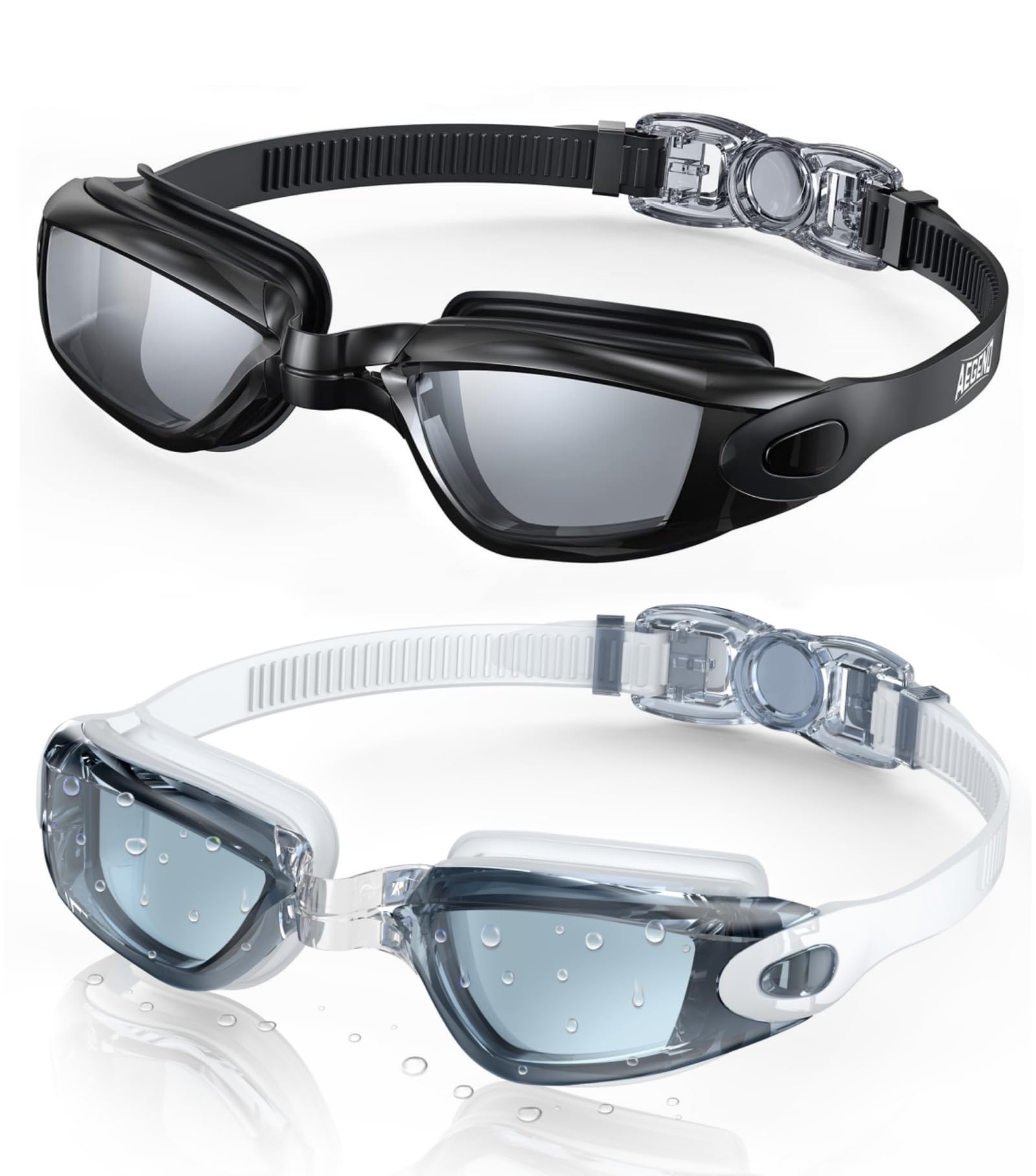 Buy now Aegend Swim Goggles, 2 Pack Swimming Goggles No Leaking Adult Men Women Youth Black & Light-white Gray at indiglob india