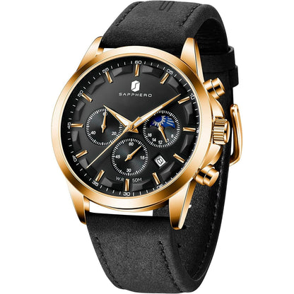BY BENYAR Mens Watches Analog Quartz Chronograph Waterproof Wrist Watches for Men Fashion Business Work Casual Sport Designer Dress Watch with Calendar Elegant Gifts for Men