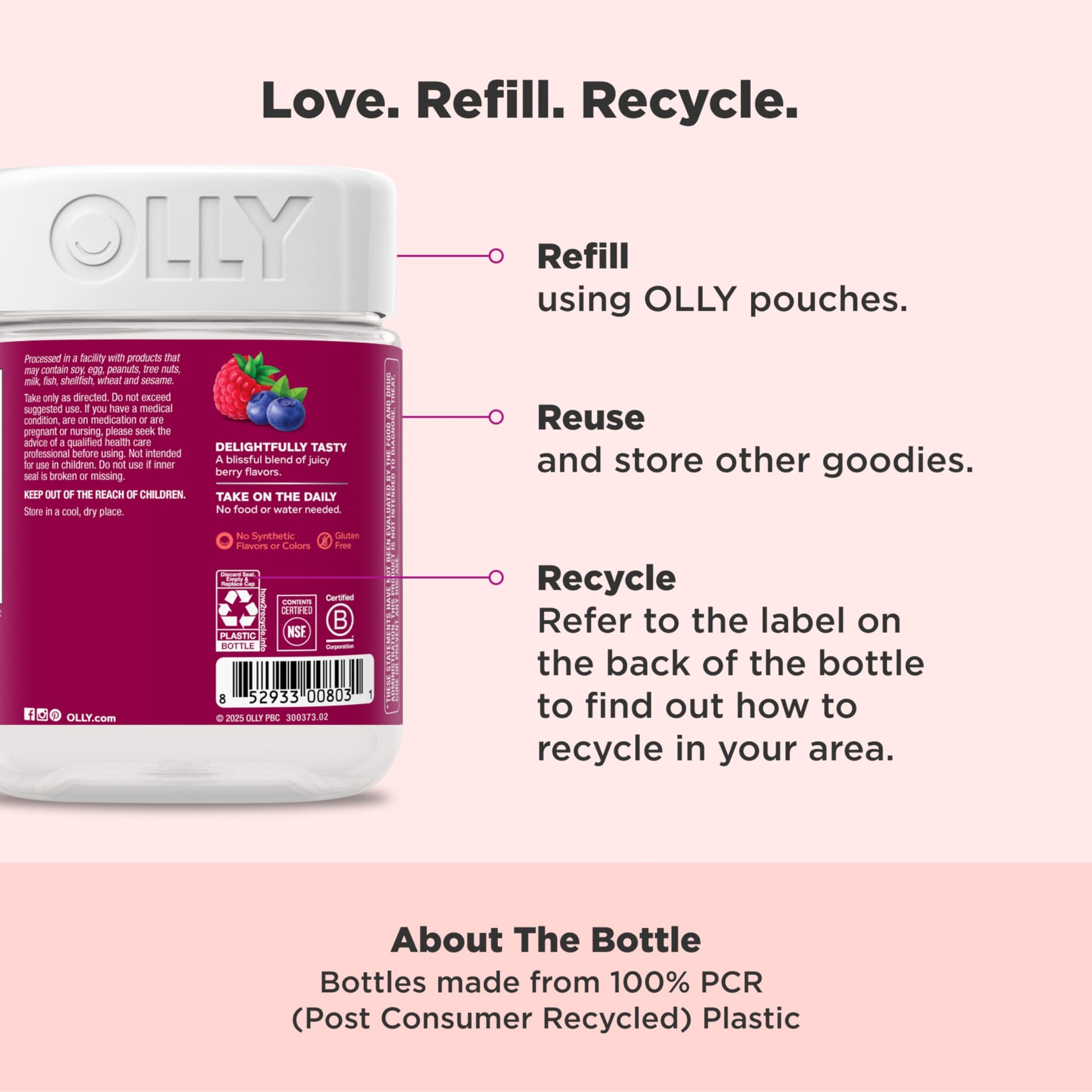 Buy now OLLY Women's Daily Multivitamin Gummy, Vitamins A, D, C, E, Biotin, Folic Acid, Adult Chewable Vitamin, Berry Flavor, 65 Day Supply - 130 Count at indiglob india
