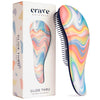 Crave Naturals Glide Thru Hair Brush - Detangler Brush for Curly, Straight, Wet or Dry Hair - Gentle Detangling Brushes for Adults, Kids, Toddlers - Hair Accessories for Women, 7.5x3" - Pink - Soft Hazy Swirl