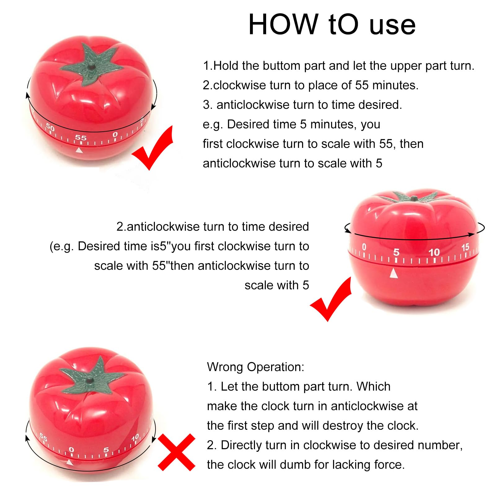 Buy now yueton Manual Mechanical Tomato Timer -Ring Alarm Kitchen Timer for Cooking Study Gym Countdown Clock Red at indiglob india
