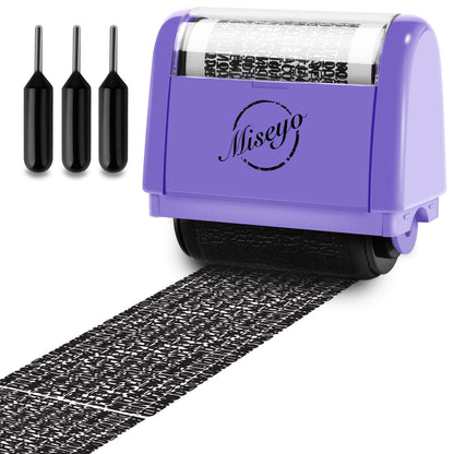Buy now Miseyo Wide Identity Theft Protection Roller Stamp Set - Yellow (3 Refill Ink Included) Purple Stamp+3 Refills at indiglob india