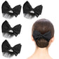 Beaupretty 2 Pieces Hair Snood Net Barrette Mesh Clip Elastic Butterfly Bun Bow Headdress for Lady Women Dance Office (Black)