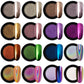 Artdone 16 Jars Chrome Nail Powder Nail Art Fimo Striping Tape Lines Decoration Metallic Mirror Effect Holographic Aurora Chameleon Pigment Powder 1g/Jar Pearl for Resin Craft & Nail Art