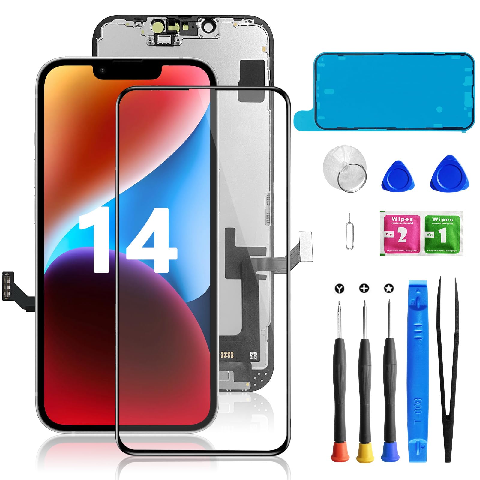Buy now for iPhone 11 Screen Replacement 6.1 3D Touch Screen LCD Display Digitizer for A2111, A2223, A2221 Cell Phone Repair Kits+ Waterproof Frame Adhesive Sticker+Screen Tempered Protector+Face ID at indiglob india